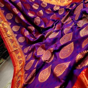 অরিজিনাল ইন্ডিয়ান খাদ্দি জাল কাতান শাড়ী