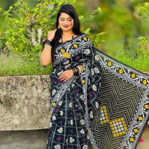 ভাইরাল হাফসিল্ক ব্লক/আফসান প্রিন্ট শাড়ি