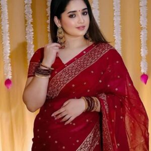 ভাইরাল হাফসিল্ক ব্লক/আফসান প্রিন্ট শাড়ি