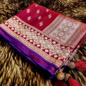 ব্রাইডাল কালেকশন ইন্ডিয়ান তানাবানা স্টোনওয়ার্ক শাড়ি
